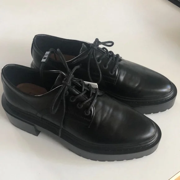 Zara | Shoes | Zara Black Size 38 Menswear Lace Up Lug Sole  display picture 1